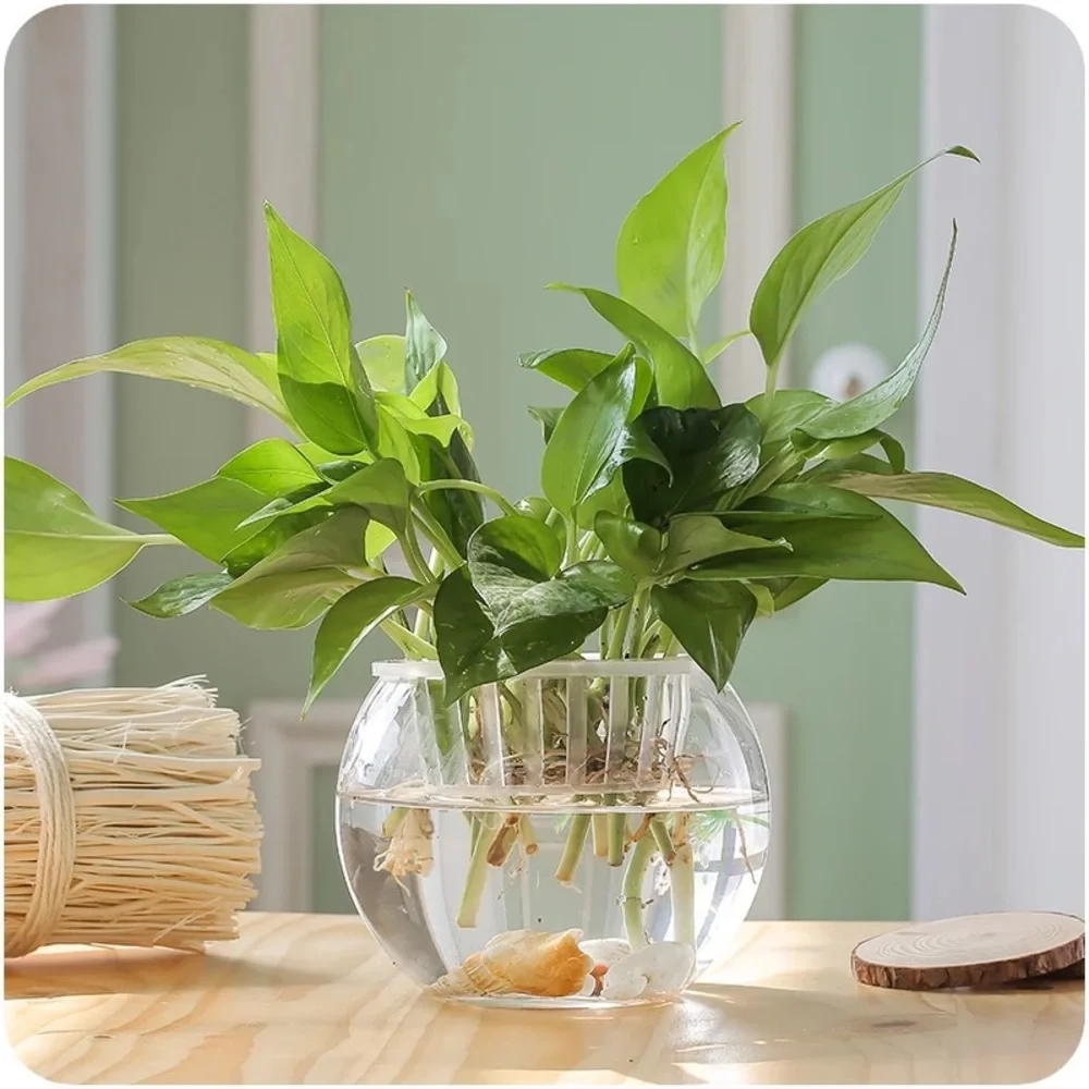 Clear Round Standing Makrame Hanging Bowl Flower Vase Glass Jar Candle Holder